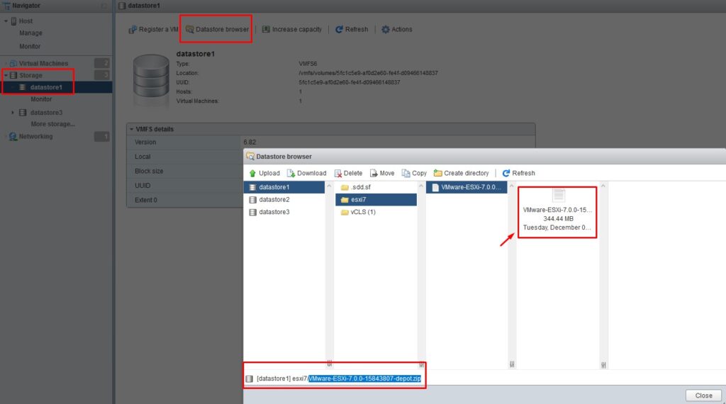 create a datastore for vmware esxi 6.7